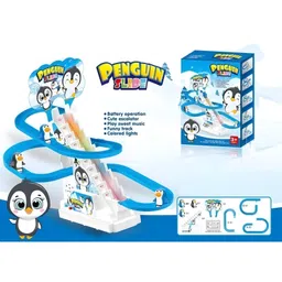NEGOCIO 3 Penguin Slide Toy Set, Automatic Stair-Climbing Penguin Race Track Set Little Lovely Penguin Slide Toy Escalator Toy with Lights and Music_3 Penguin Included - PACK OF 1 - COLOR MAY VARY image 2