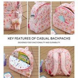 Rosada Forest Deer Printed Backpack for Kids With Matching Keychain hanging, Waterproof Trendy and Spacious Kids Backpack, Stylish Bag for Kids - Small(10 Inches) image 3