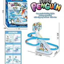 NEGOCIO 3 Penguin Slide Toy Set, Automatic Stair-Climbing Penguin Race Track Set Little Lovely Penguin Slide Toy Escalator Toy with Lights and Music_3 Penguin Included - PACK OF 1 - COLOR MAY VARY image 3