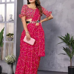 Moda Rapido Women Geometric Printed Saree With Blouse Piece image 4