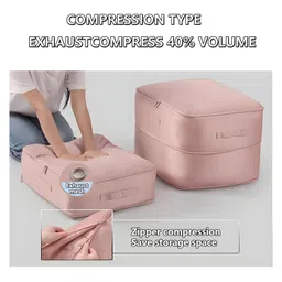 COZY VIBES Ultra Space Saving Self Compression Organizer, Compression, Storage bags with Zipper, Quilt Compression Bags for Storage, Large Capacity Organizer Bag- PACK OF 1- COLOR MAY VARY image 4