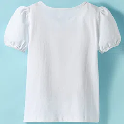 Honeyhap Premium100% Cotton Knit Bio Finish Half SleevesTops With Butterfly & Floral Print Pack of 2 - Blazing Orange & Bright White image 5