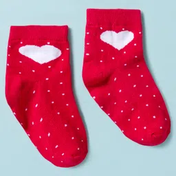 Cute Walk By Babyhug Knit Ankle Length Anti-Bacterial Socks with Heart & Polka Design Pack of 3 -Red & White Navy Blue image 5