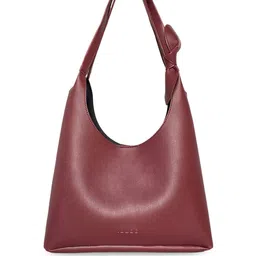 IMARS Structured Vegan Leather Hobo Bag With Bow Detail image 2