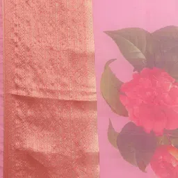 Anouk Pink & Red Floral Print Organza Saree image 4