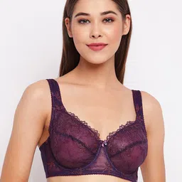 Enamor Purple Underwired Non Padded High Coverage Balconette Bra F046 image 1