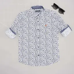 Pantaloons Junior Boys Star White & Blue Cotton Printed Full Sleeves Shirts-picture-36