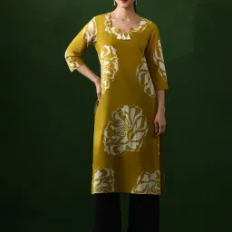 Jaipur Kurti Yellow Cotton Printed Kurta image 1