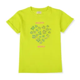 Gini & Jony Kids Green Cotton Printed Top image 1