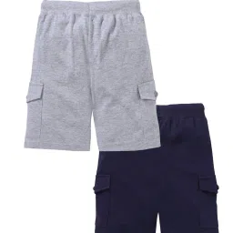 Kiddopanti Kids Navy & Grey Melange Solid Shorts (Pack Of 2) image 2