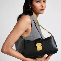 Miraggio Ashley Black Textured Small Shoulder Bag image 1