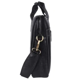 HiLEDER 100% Pure Genuine Leather Briefcase Laptop Messenger Crossbody Formal Office Bag, Black image 4