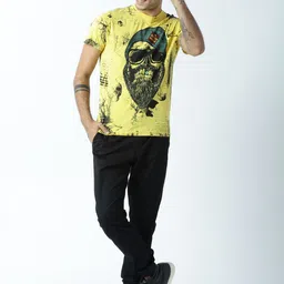 Huetrap Men Yellow Printed Round Neck T-shirt-picture-15