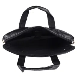 HiLEDER 100% Pure Genuine Leather Briefcase Laptop Messenger Crossbody Formal Office Bag, Black image 5