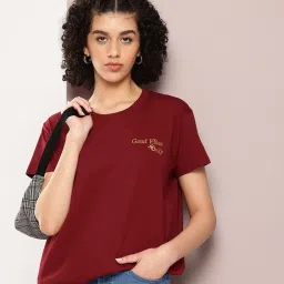 Dillinger Maroon Cotton Graphic Print T-Shirt image 1