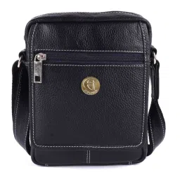 HiLEDER 100% Pure Genuine Leather 6 inches Sling Travel Office Tab Bag, NavyBlue image 1