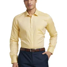 Park Avenue Yellow Slim Fit Self Pattern Shirt image 1