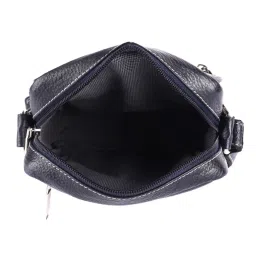 HiLEDER 100% Pure Genuine Leather 6 inches Sling Travel Office Tab Bag, NavyBlue image 5