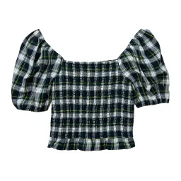 American Eagle Navy & Grey Cotton Chequered Top image 4