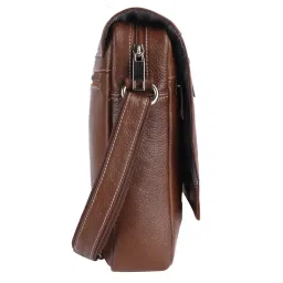 HiLEDER 100% Pure Genuine Leather 8 Inches Sling Travel Tablet Office Bag, Coffee image 4