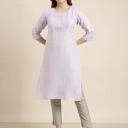 showoffff SHOWOFF Lavender Regular Fit Kurta-picture-12