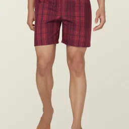XYXX Maroon & Navy Cotton Relaxed Fit Checks Boxers - Pack Of 2 image 2