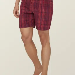 XYXX Maroon & Navy Cotton Relaxed Fit Checks Boxers - Pack Of 2 image 4