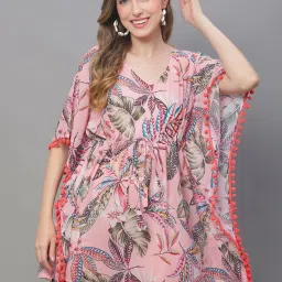 Claura Pink Printed Beachwear Kaftan image 1