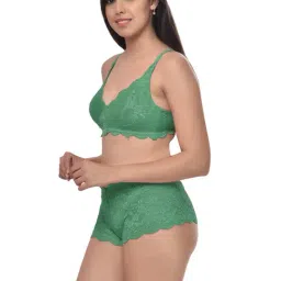 AROUSY Black & Green Self Pattern Bra Panty Set - Pack Of 3 image 3