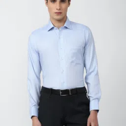 Van Heusen Blue Cotton Slim Fit Texture Shirt image 1