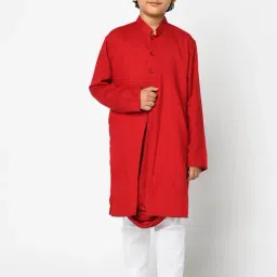Deyann Kids Red & White Solid Full Sleeves Kurta with Pyjamas-picture-20