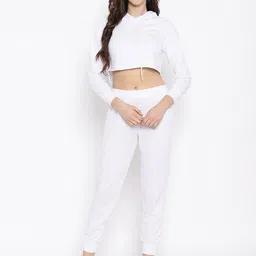 iki chic Women White Solid Top with Joggers-image-87