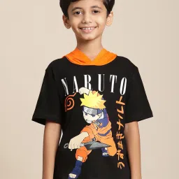 Kidsville Naruto Printed Black Tshirt For Boys image 1