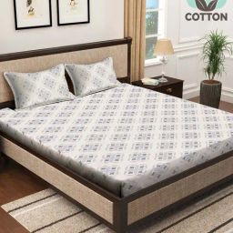 Klotthe White 400 TC Cotton Double Elastic Book Fold Bedsheet with 2 Pillow Covers-picture-35