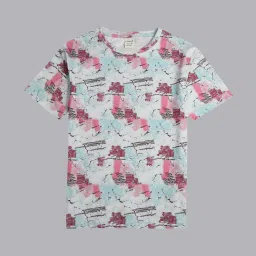 Cavio Kids Sea Green & Pink Printed T-Shirt image 1