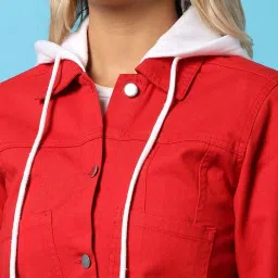 Campus Sutra Red Cotton Denim Jacket image 5