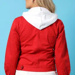 Campus Sutra Red Cotton Denim Jacket image 2