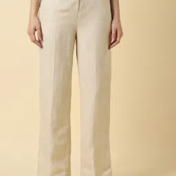 Allen Solly Beige Solid Trousers image 1