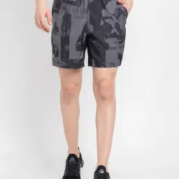 Adidas Grey Regular Fit Printed Sports Shorts image 1