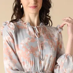 Gipsy Grey Georgette Long Sleeves Round Neck Dress image 5