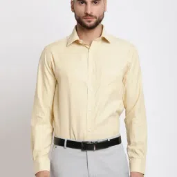 Cantabil Light Yellow Regular Fit Self Pattern Shirt-picture-36
