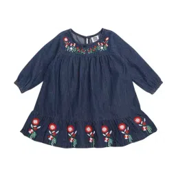 Mee Mee Kids Blue & Red Cotton Embroidered Full Sleeves Frock-picture-40