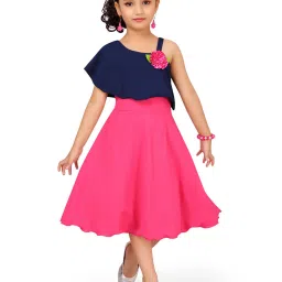 Aarika Kids Navy & Pink Solid Dress image 1