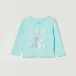 Juniors by Lifestyle Sky Blue Cotton Printed Full Sleeves T-Shirt image 1