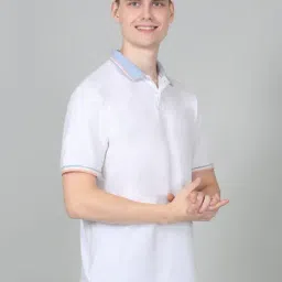 Cantabil White Regular Fit Polo T-Shirt image 4