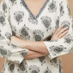 Melange By Lifestyle Off White Regular Fit Printed Kurta image 5