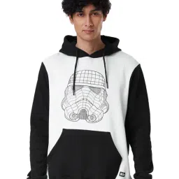 The Souled Store White & Black Regular Fit Star Wars Print Hooded Sweatshirt-picture-29