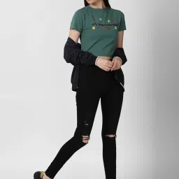 Forever 21 Green Printed Crop Top image 4