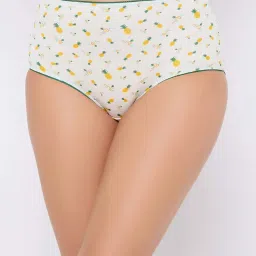 Clovia White Cotton Printed Hipster Panty image 1