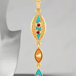 P.C. Chandra Jewellers 18KT Yellow Gold Enamel Droplet Pendant (Without Chain) for Women & Girls-picture-30